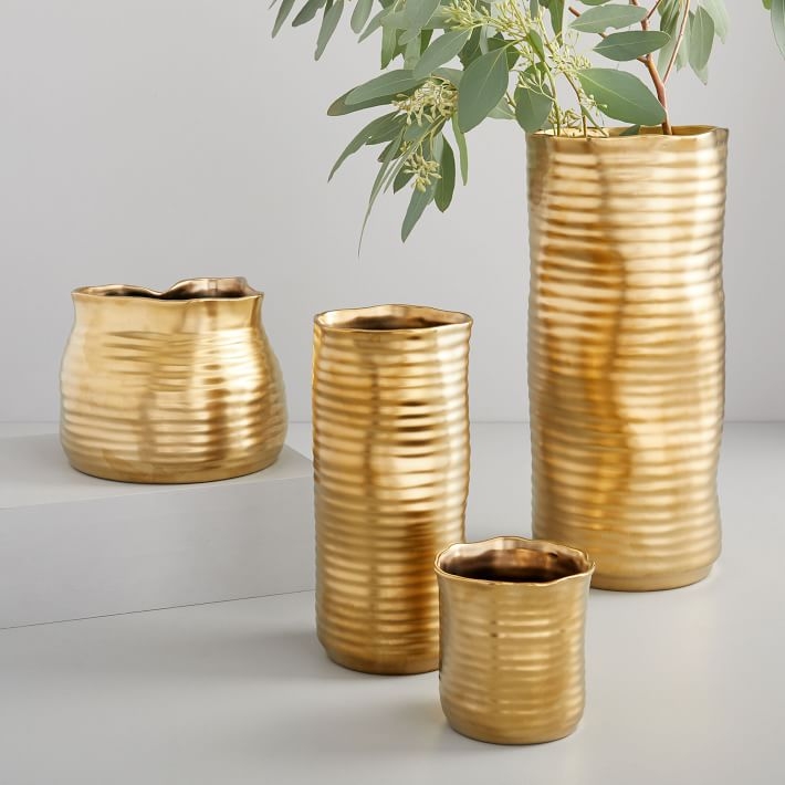 Molten Brass Vase, Medium, Straight - Image 2