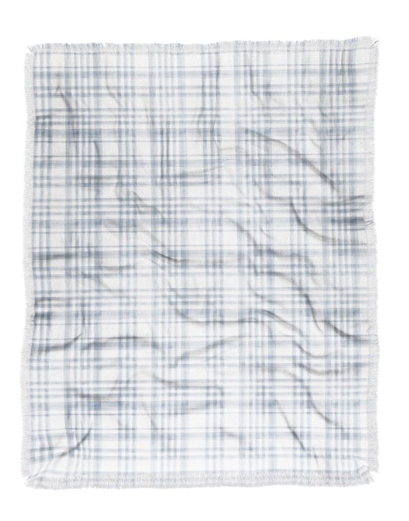 WINTER WATERCOLOR PLAID BLUE Throw Blanket - Image 0