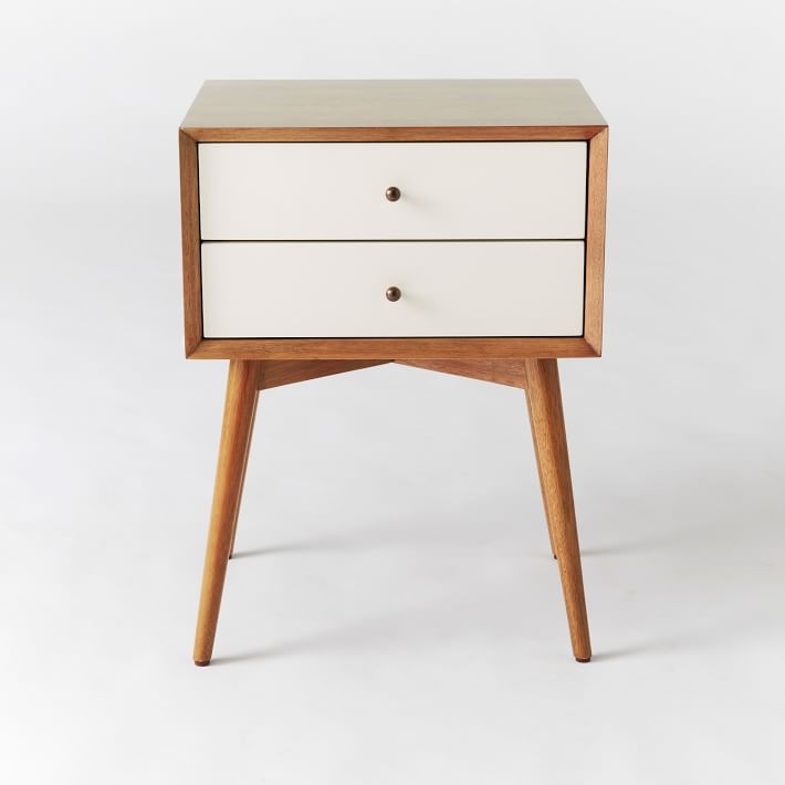 Mid-Century (17.5") Nightstand, White Lacquer/Acorn - Image 2