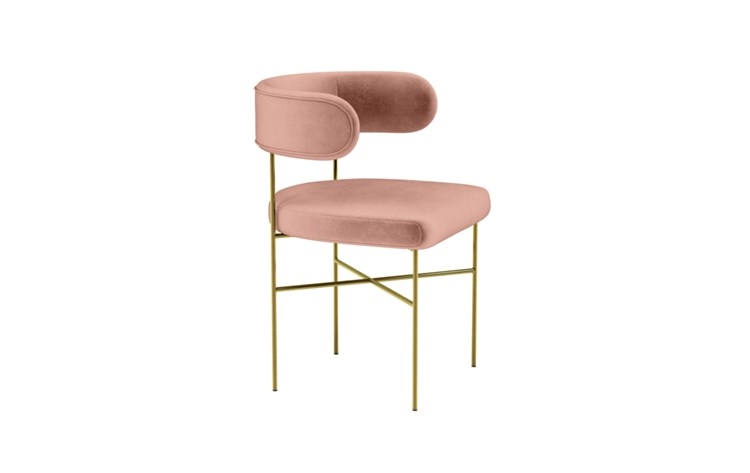 Audrey Dining Chair with Blush Fabric and Matte Brass legs - Image 1