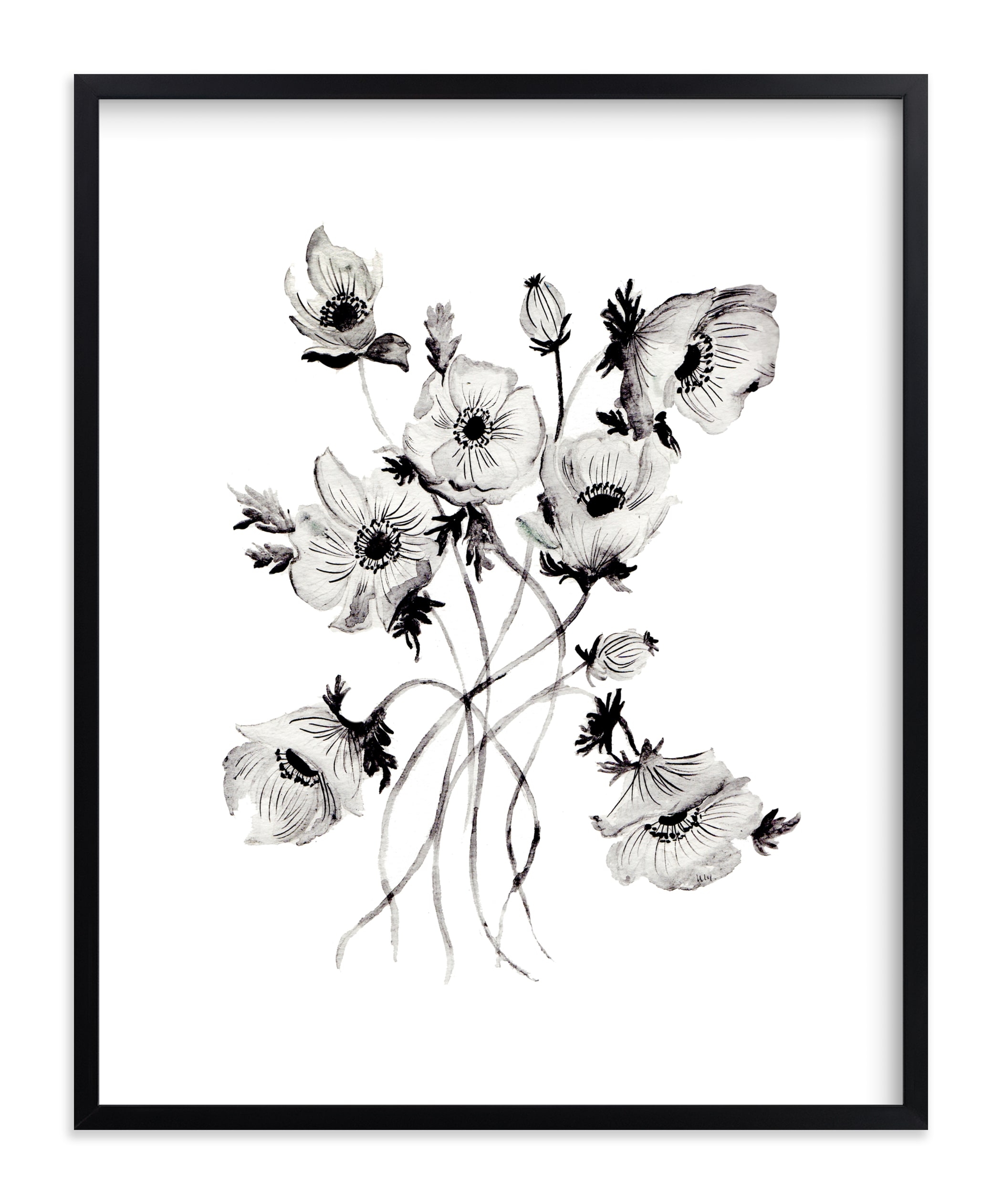 Greyscale Poppies Limited Edition Art Print - Image 0