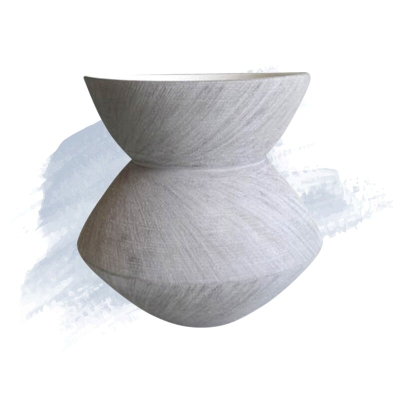 11.5" H x 11.5" W x 11.5" D Gray Gabriella Ceramic Angular Scratch Table Vase - Image 0