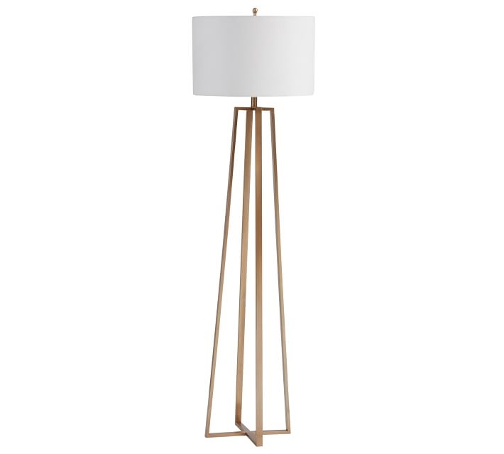 Carter Floor Lamp with Shade, Champange Brass - Image 0