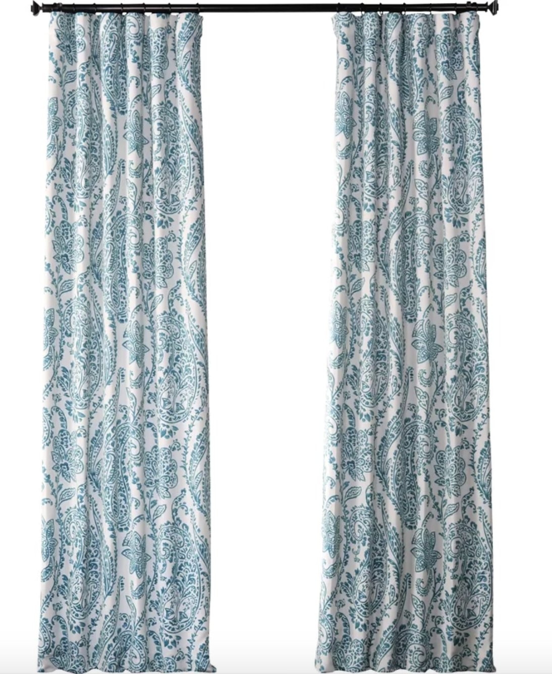 Bryton Paisley Synthetic Blackout Thermal Rod Pocket Single Curtain Panel - 120" Tea Time Teal - Image 0