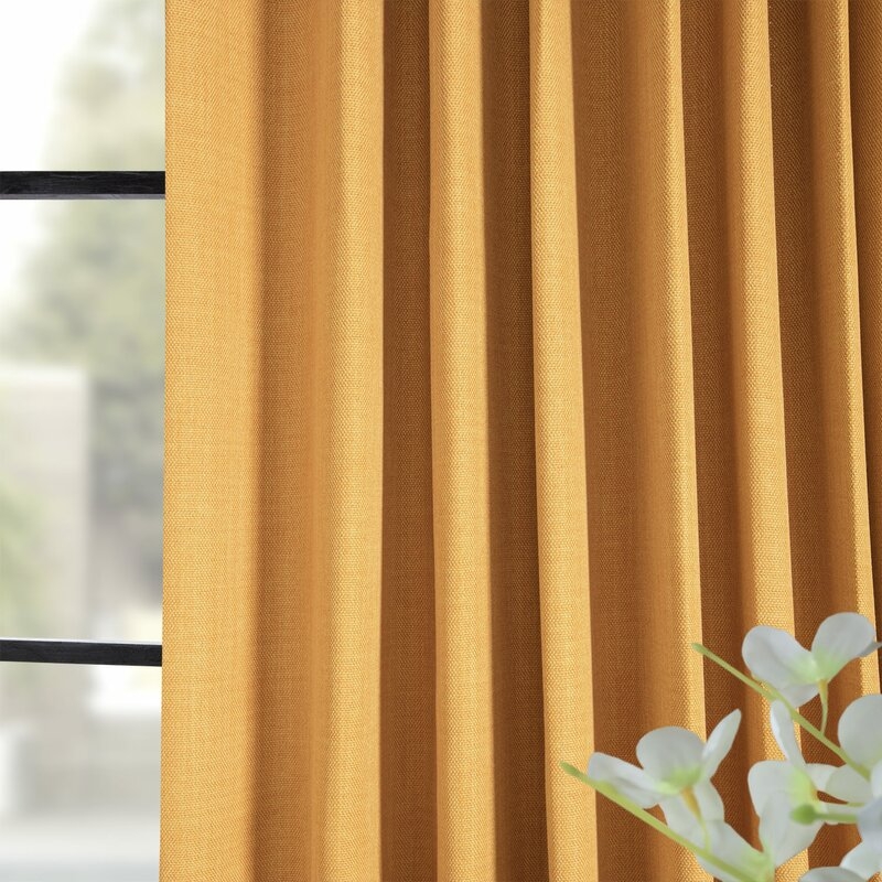 Room Darkening Faux Linen Curtains for Bedroom - Living Room Window Curtain Single Panel - Image 1