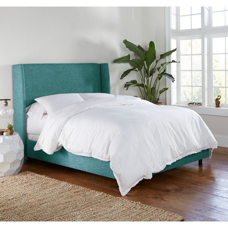 Alrai Upholstered Panel Bed, Twin in Zuma Peacock - Image 1