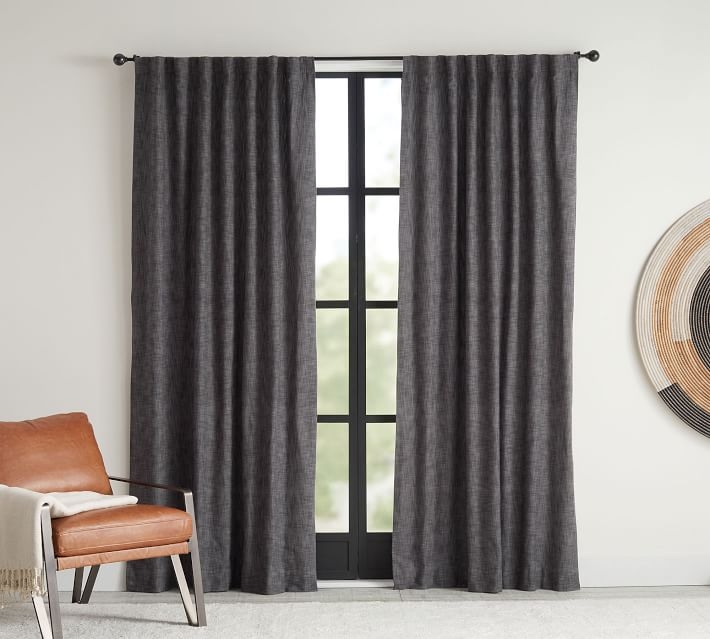 Seaton Textured Cotton Blackout Curtain, 50 x 108", Charcoal - Image 3