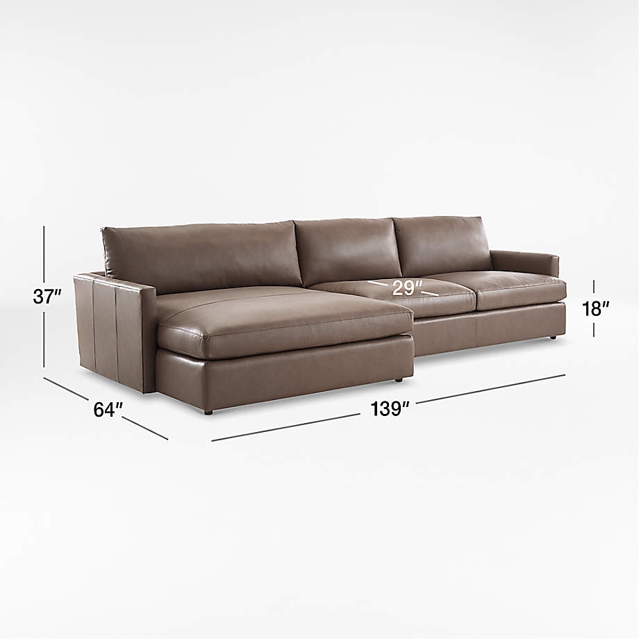 Lounge Deep Leather 2-Piece Left Arm Double Chaise Sectional Sofa - Image 1