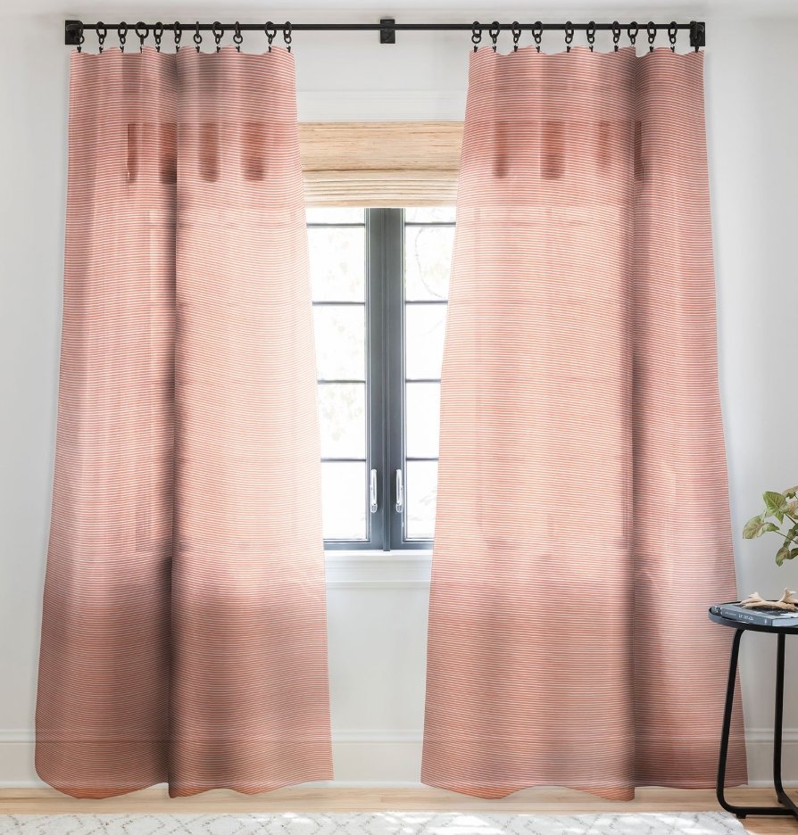 MARKER STRIPES PINK Sheer Window Curtain - Image 0