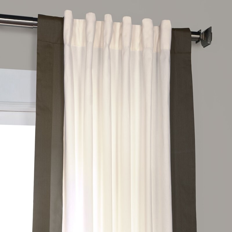Winsor Cotton Solid Room Darkening Rod Pocket Single Curtain Panel, Milestone Gray, 108"L - Image 1