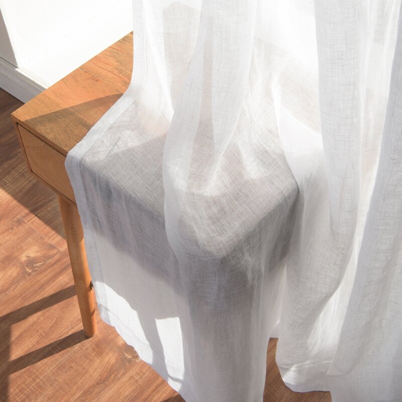 Isadora Linen Back Tab Solid Semi-Sheer Single Curtain Panel - Image 4