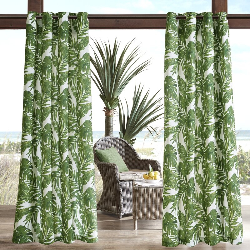 Allyson 3M Scotchguard Floral Semi-Sheer Outdoor Grommet Curtain Panels - Image 2