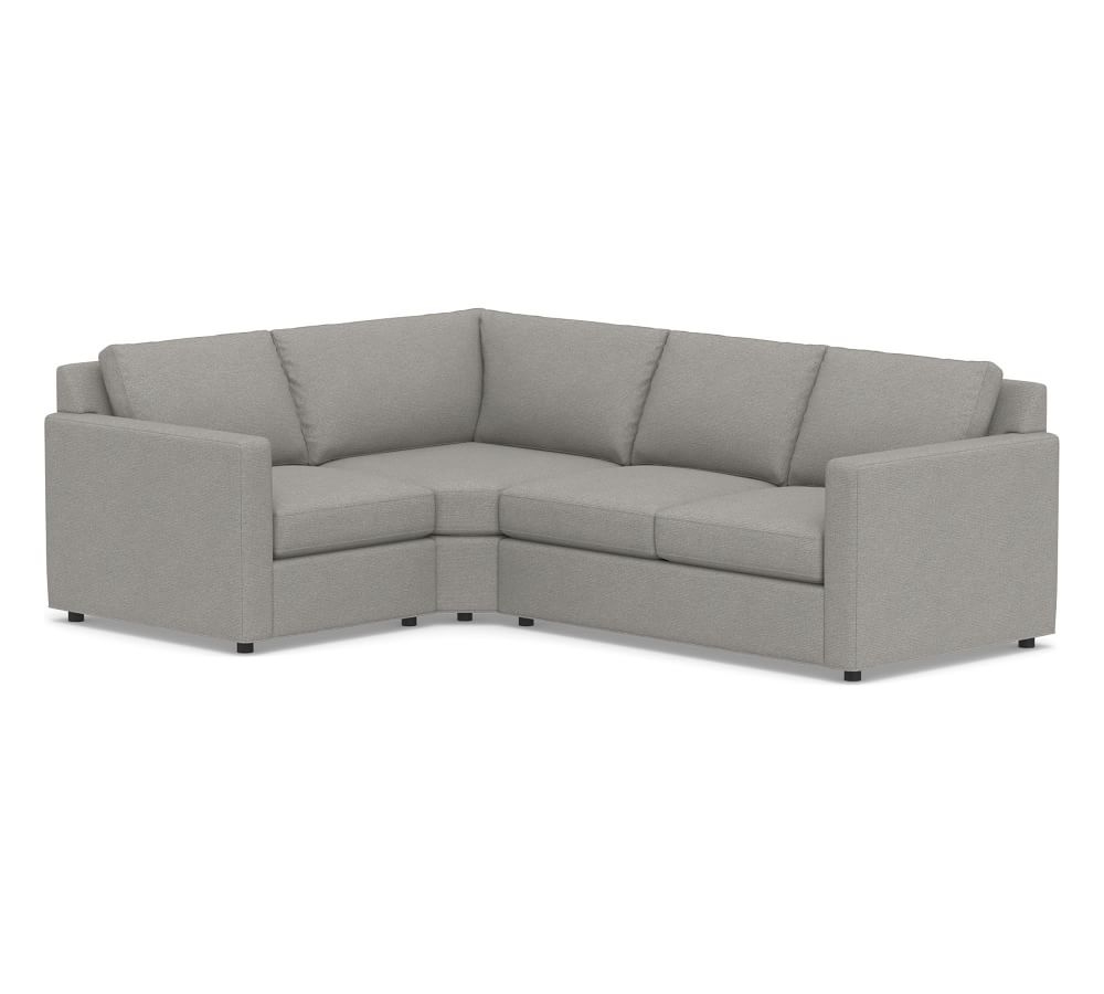 Sanford Square Arm Upholstered Right Arm 3-Piece Wedge Sectional, Polyester Wrapped Cushions, Performance Heathered Basketweave Platinum - Image 0