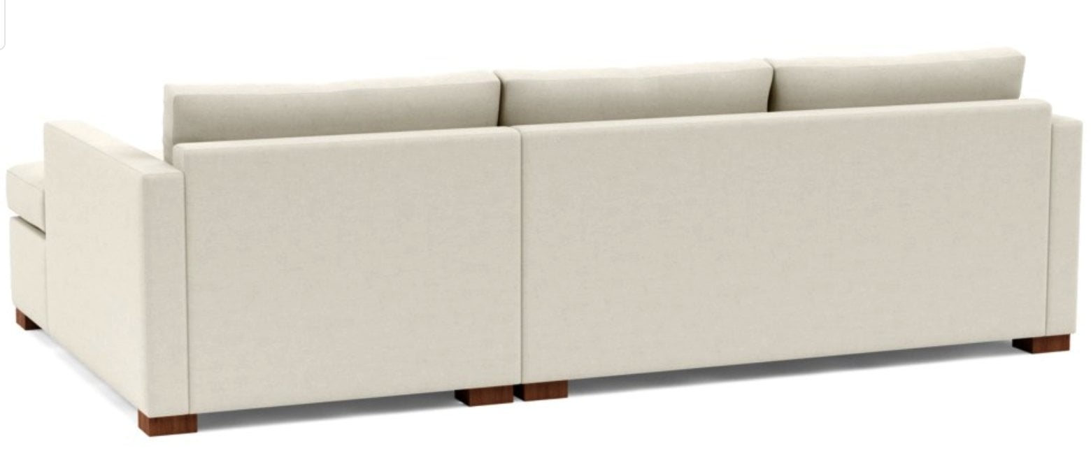 CHARLY Sectional Sofa with Right Chaise - Chalk Heathered Weave - Oiled Walnut Block Leg - 106" - 63" chaise - Bench Cushion - Standard Down Blend - Image 5