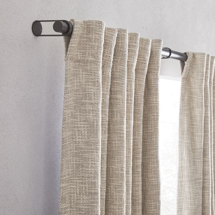 Textured Weave Curtain + Blackout Panel, Ivory, 48"x96" - Image 3
