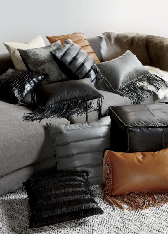 "18"" izzy saddle leather  pillow with down-alternative insert" - Image 1