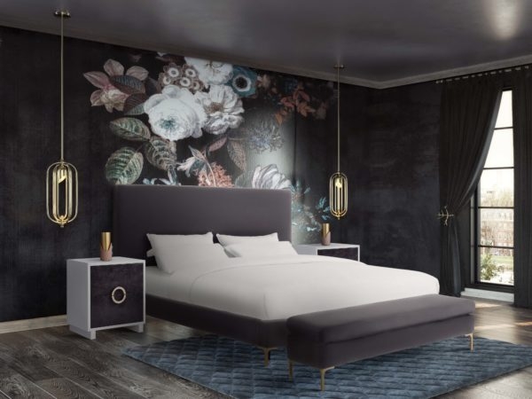 Delilah Grey Velvet Bed in King - Image 2