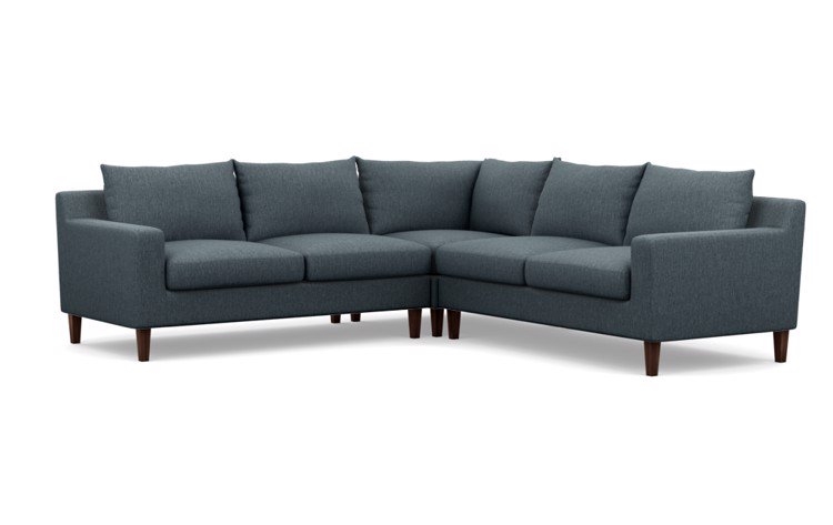 105" Sloan Corner Sectional in Rain Fabric with tapered square oiled walnut legs - Image 0