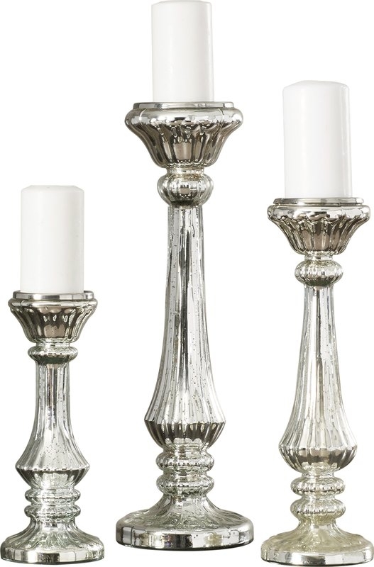 Beautiful Styled 3 Piece Glass Candlestick Set - Image 0