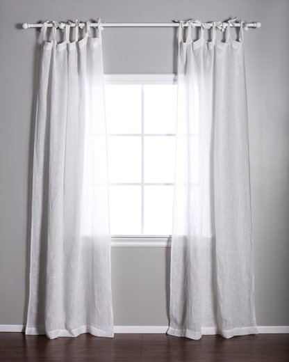 POM POM AT HOME LINEN VOILE TIE-TOP CURTAIN, WHITE - Image 0