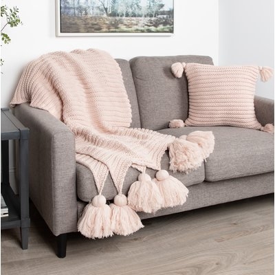 Dorcheer Chunky Ribbed Knit Throw Blanket - Dusty Pink - Image 1