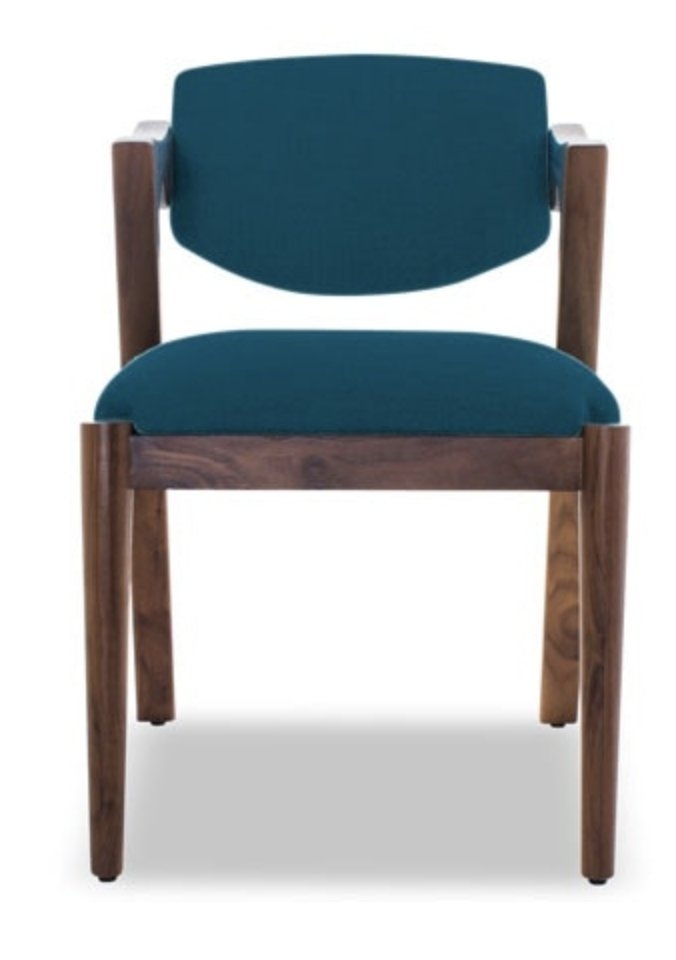 Blue Morgan Mid Century Modern Dining Chair - Key Largo Zenith Teal - Walnut - Image 1