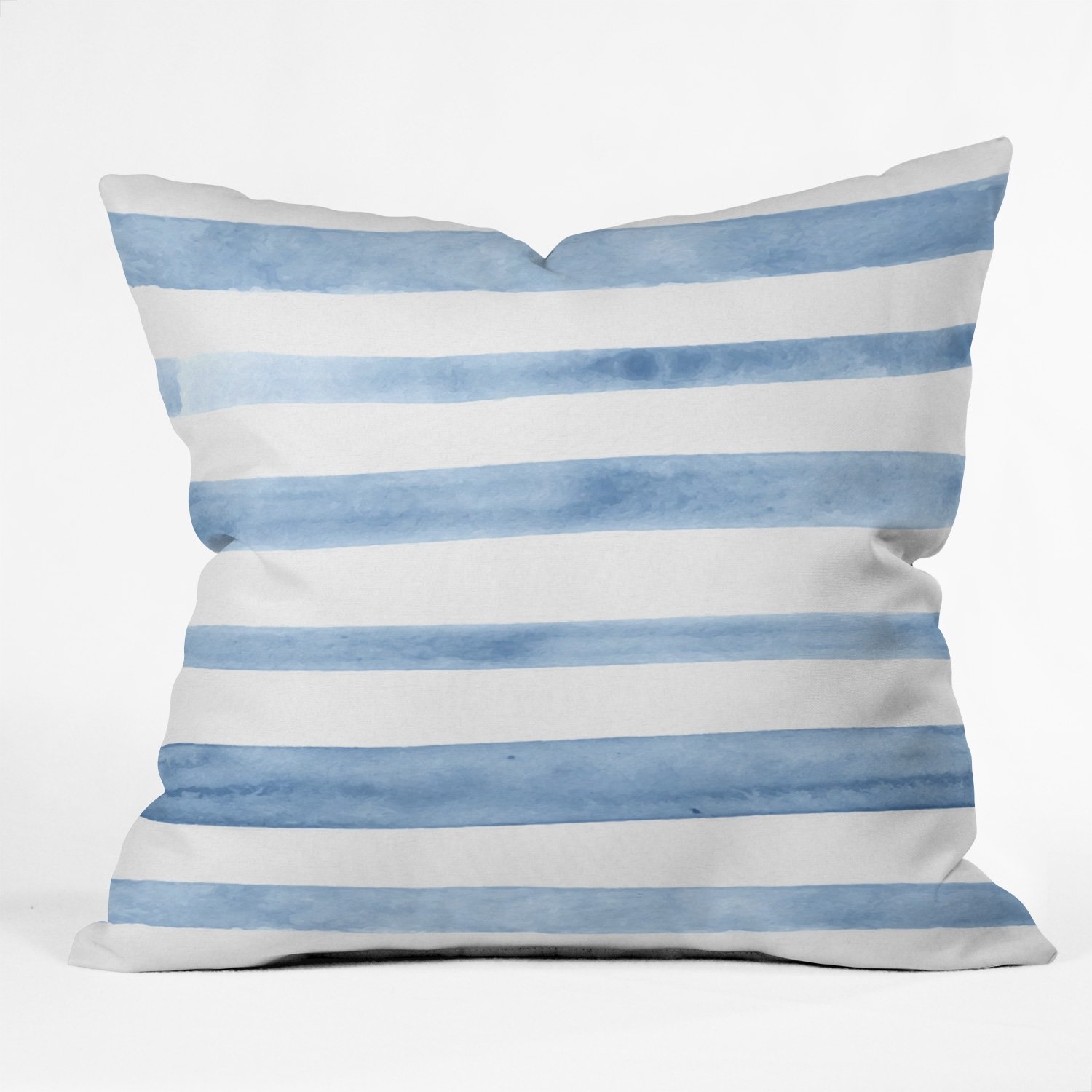 BLUE WATERCOLOR STRIPES Throw Pillow - 18 x 18  Polyester Insert - Image 0