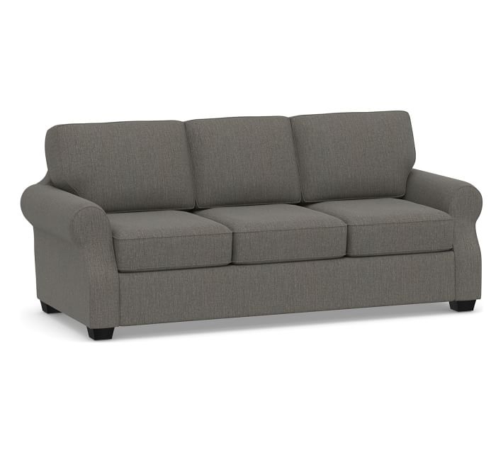 SoMa Fremont Roll Arm Upholstered Grand Sofa 81", Polyester Wrapped Cushions, Performance Heathered Basketweave Platinum - Image 0