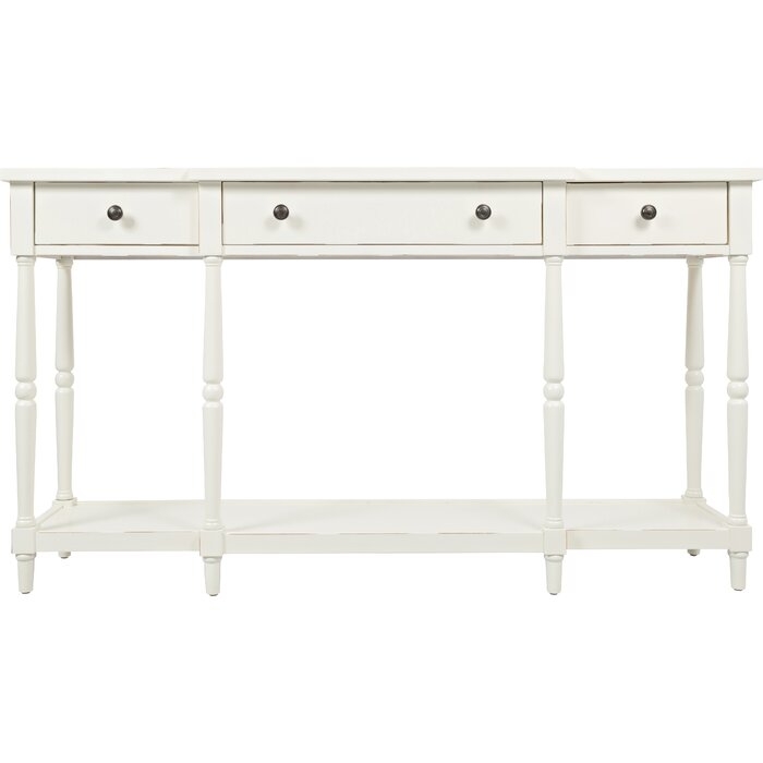 Antique White Lanford 60" Solid Wood Console Table - Image 0