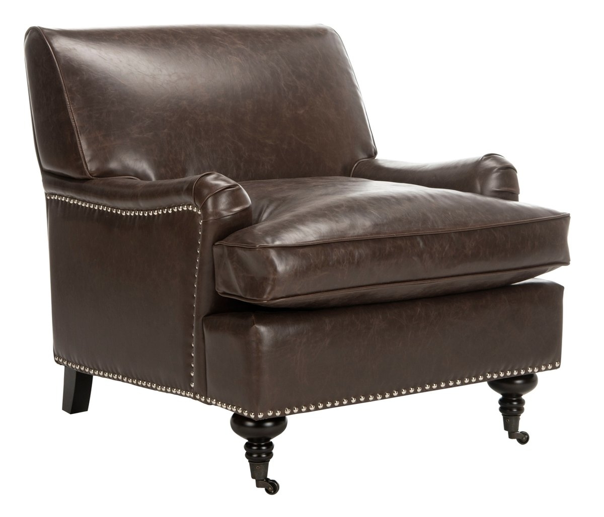 Chloe Club Chair - Antique Brown/Espresso - Safavieh - Image 0