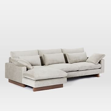 Harmony Set 2, Right Arm 2.5 Seater Sofa, Left Arm Chaise, Distressed Velvet, Light Taupe - Image 1
