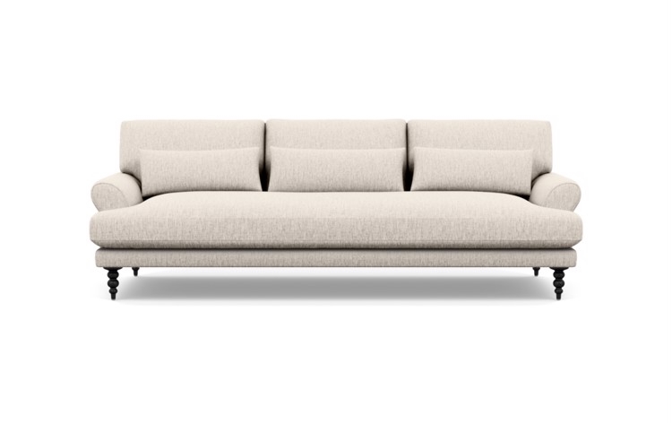 Maxwell Sofa in WHEAT Fabric with Matte Black Tapered Turned Wood - Image 0