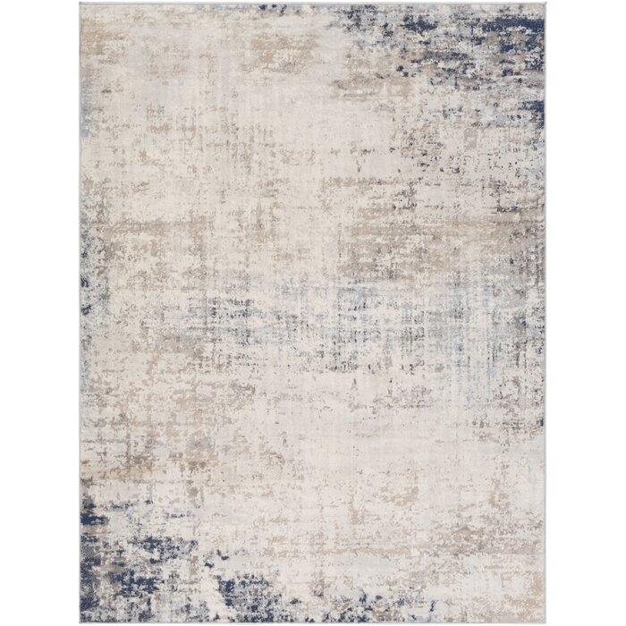 Rectangle 7'10" x 10' Copenhaver Distressed Abstract Tan/Navy Area Rug - Image 1