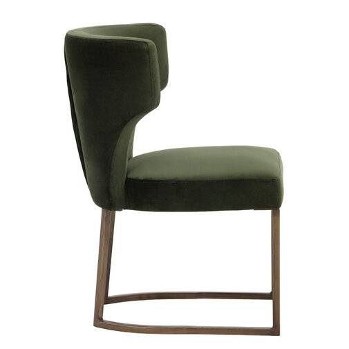 YORKVILLE DINING CHAIR  ANTIQUE BRASS  MOSS GREEN FABRIC - Image 1
