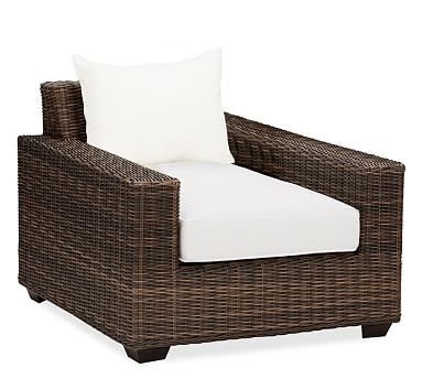 Torrey All-Weather Wicker Square Arm Lounge Chair with Cushion, Espresso - Image 1
