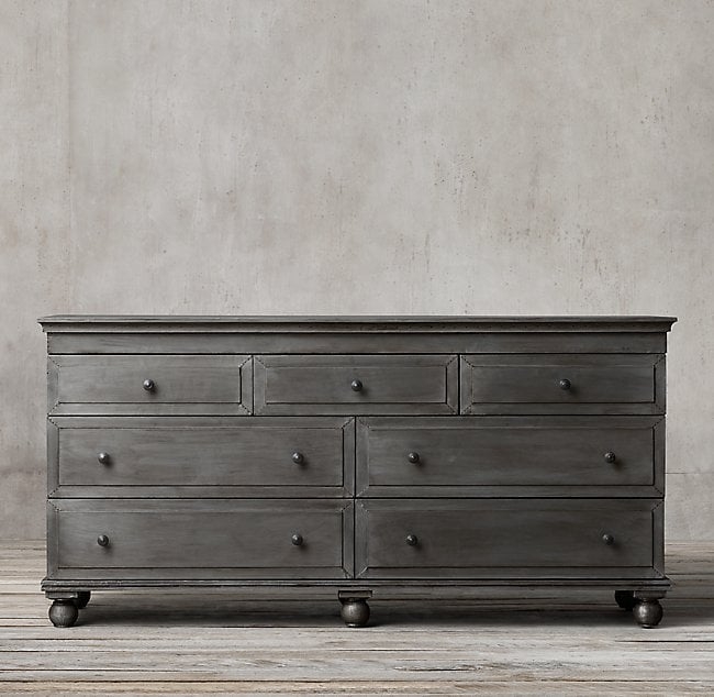 AANNECY METAL-WRAPPED 7-DRAWER LOW WIDE DRESSER - Image 0