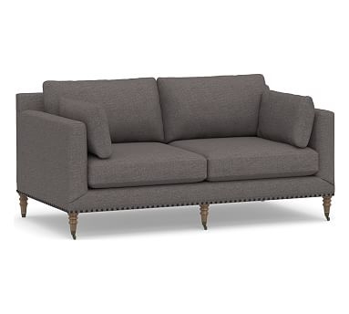 Tallulah Upholstered Loveseat 72", Down Blend Wrapped Cushions, Brushed Crossweave Charcoal - Image 0