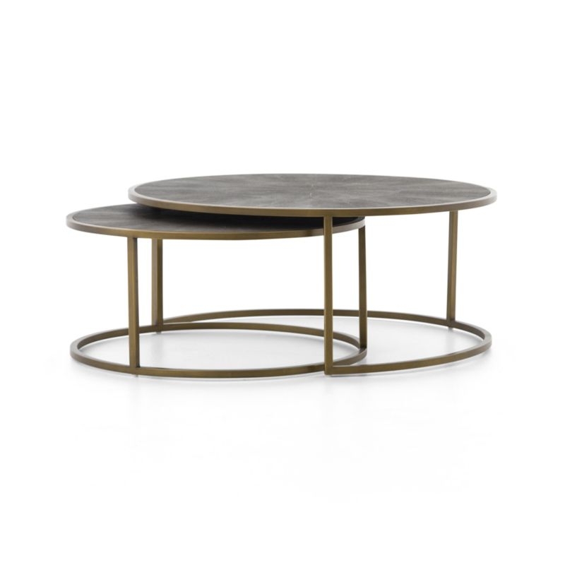 Shagreen Antique Brass Nesting Coffee Tables - Image 1