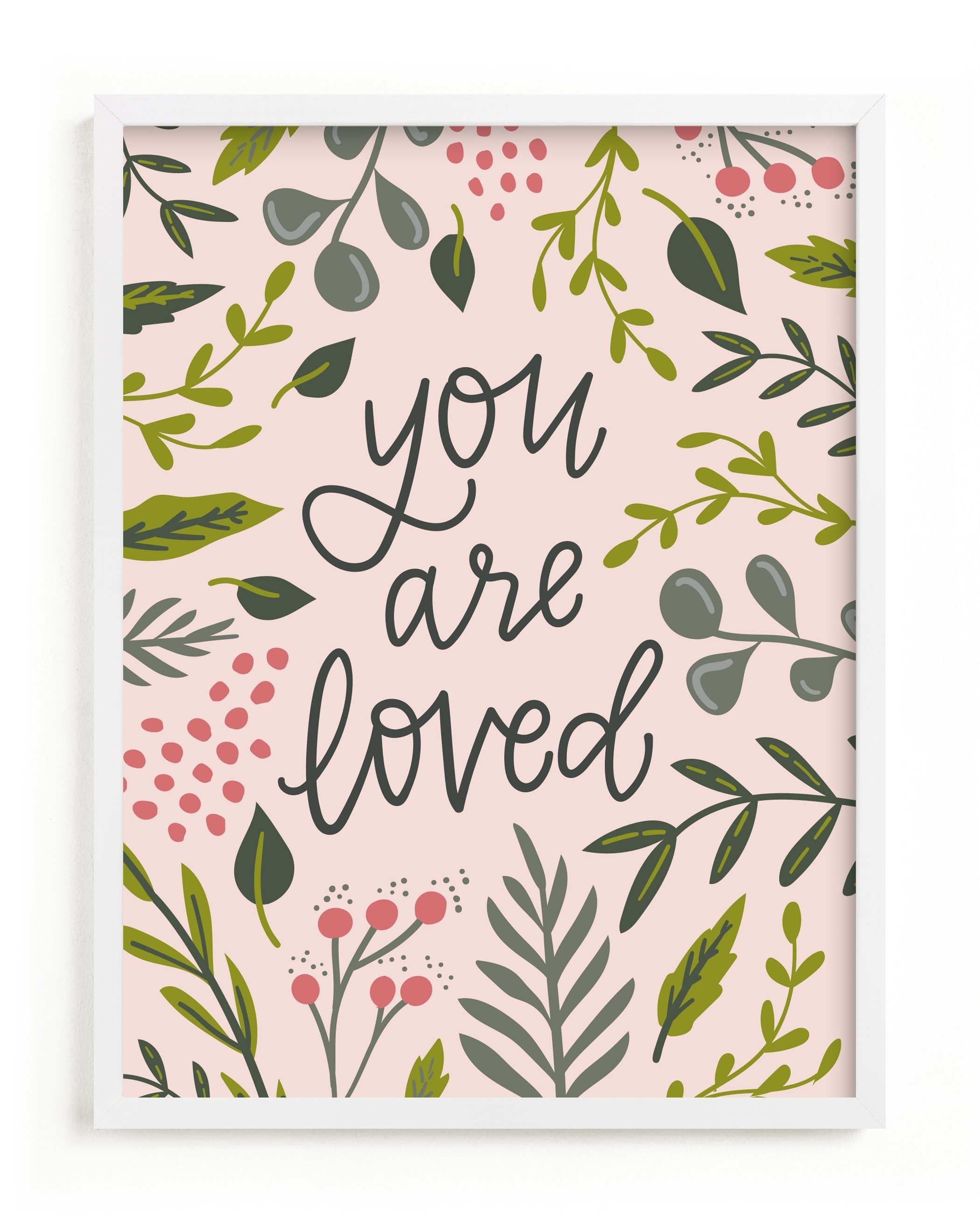 You Are Loved - Floral - White Wood Frame -8" x 10" - Image 0
