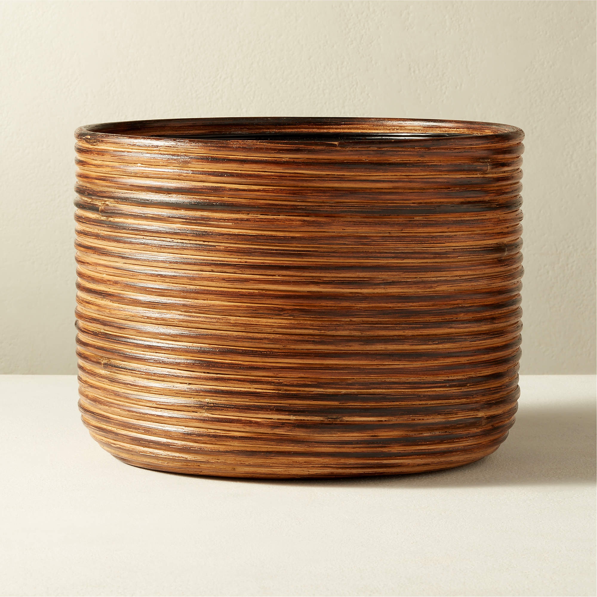 Basket Medium Burnt Rattan Planter - Image 0