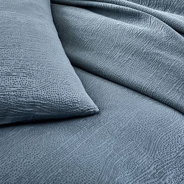 TENCEL Cotton Matelasse Duvet Cover, Full/Queen, Stormy Blue - Image 1