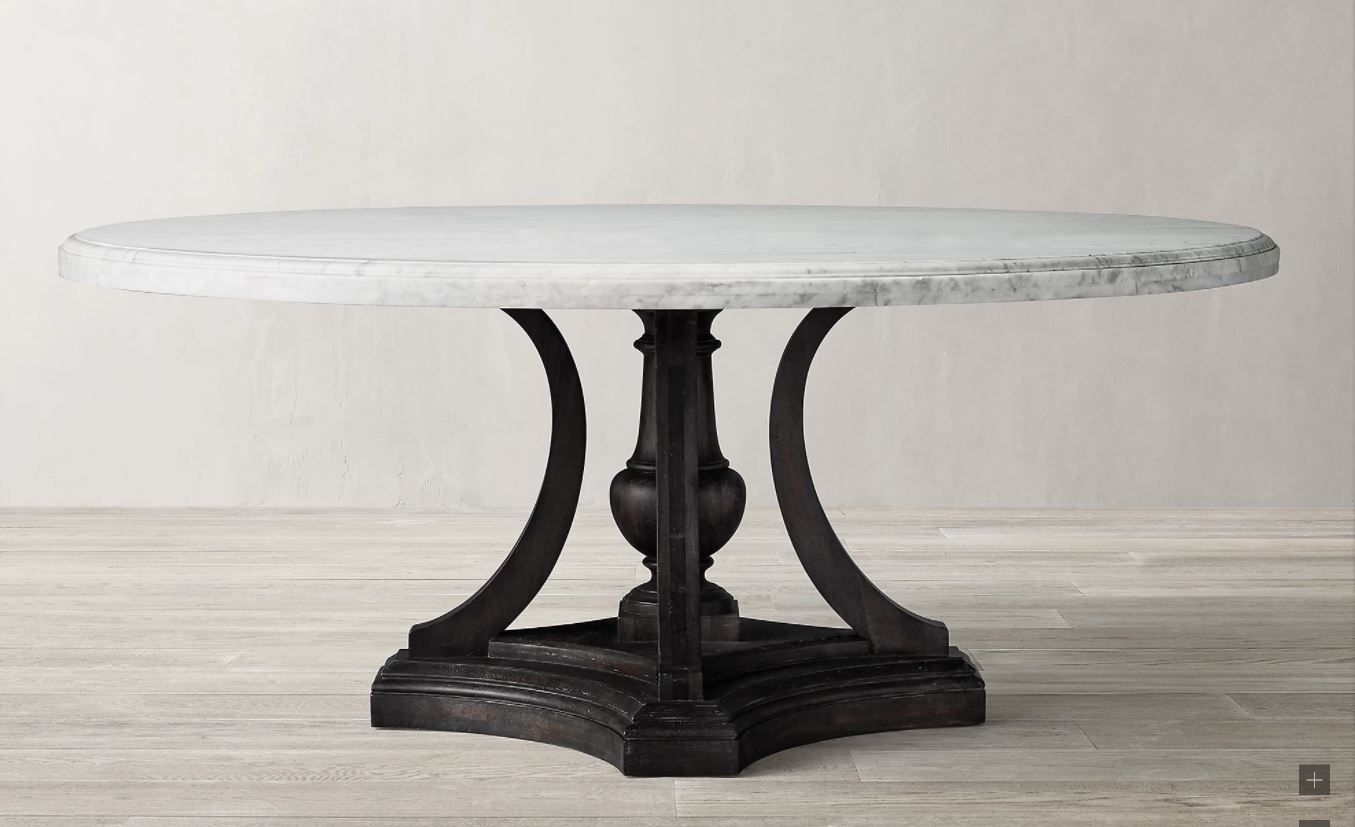 ST. JAMES MARBLE ROUND DINING TABLE / Antiqued Black - Image 0