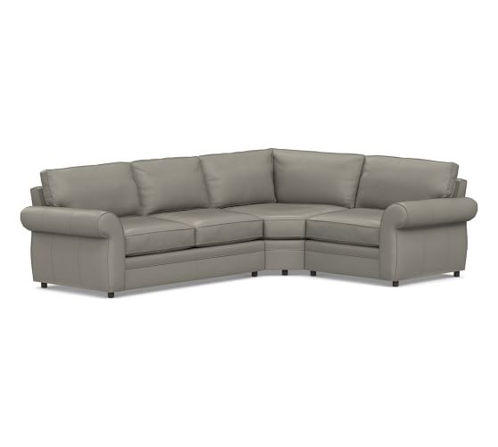 Pearce Roll Arm Leather 3-Piece L-Shaped Wedge Sectional, Down Blend Wrapped Cushions - Image 0