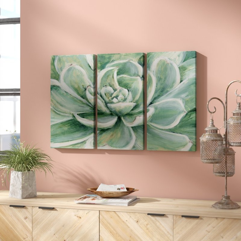 'Succulent' Acrylic Painting Print Multi-Piece Image on Gallery Wrapped Canvas - Image 1