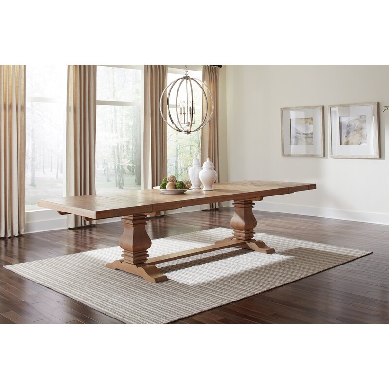 Bewdley Extendable Pine Solid Wood Trestle Dining Table - Image 0