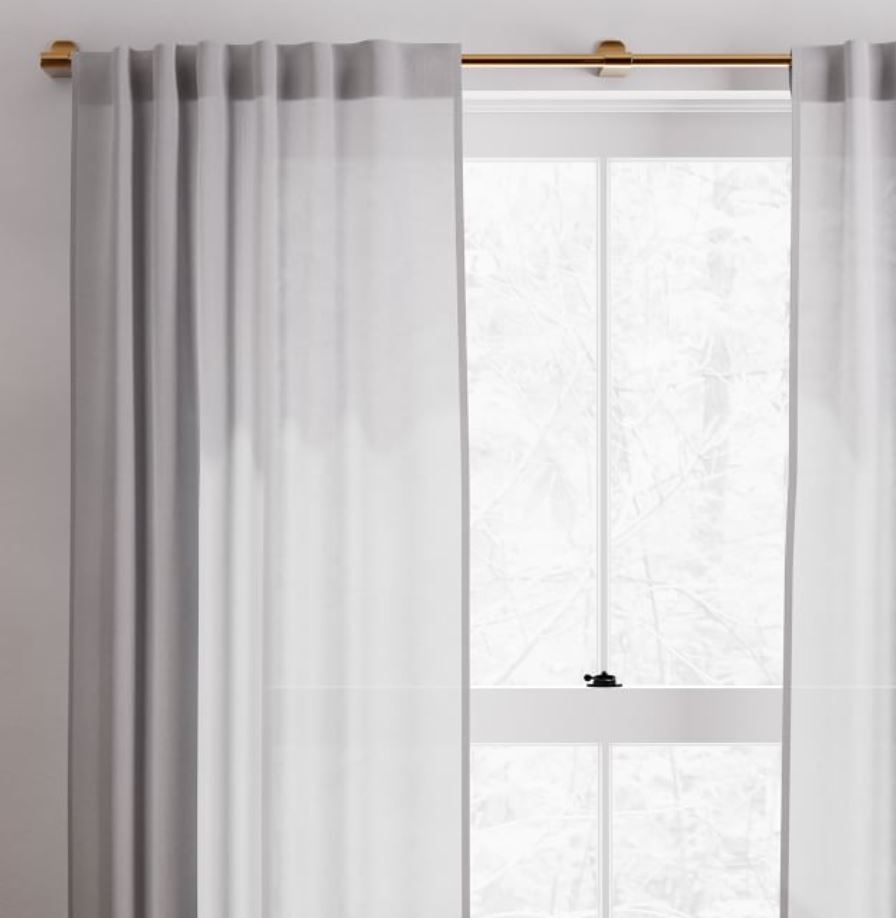 Sheer Belgian Linen Curtain Stone Gray 48"x96" - Image 1