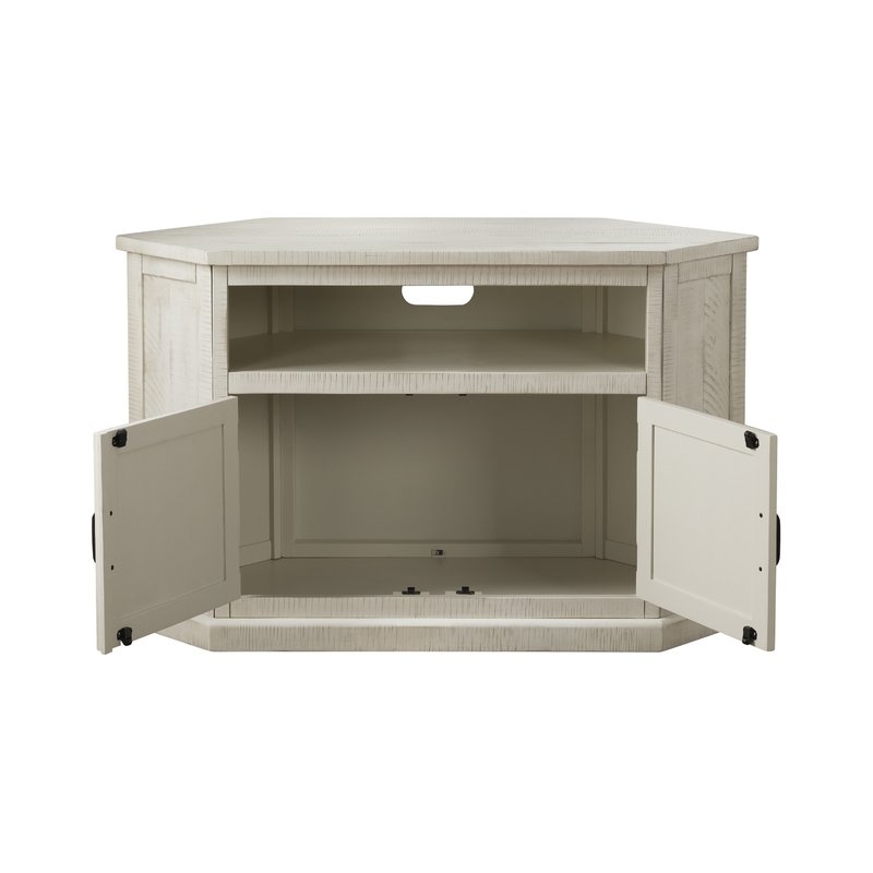 August Grove Tacoma Corner TV Stand for TVs up to 55" in Antique White - Image 1