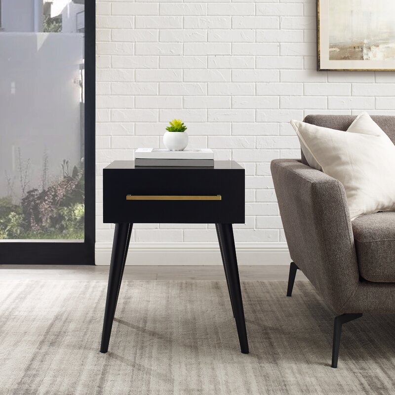 Everett End Table With Storage, Black - Image 3