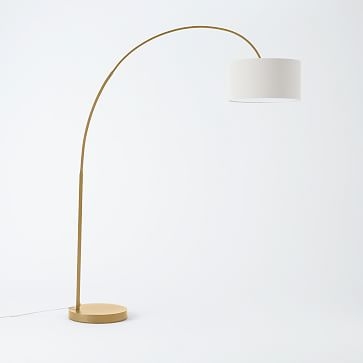 Overarching Floor Lamp, Antique Brass, White - Image 0