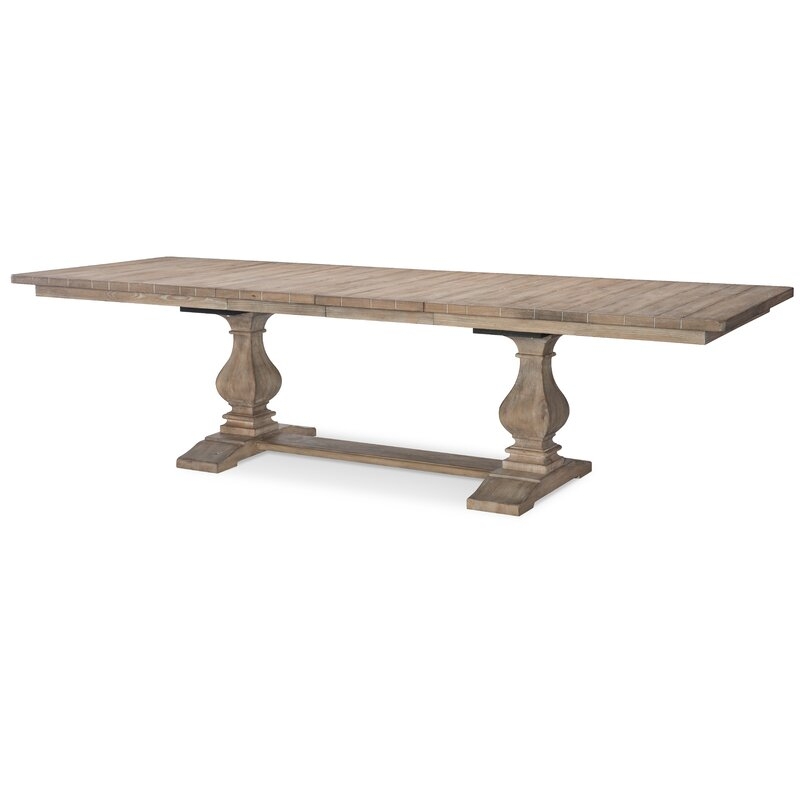 Dunnes Extendable Pine Solid Wood Trestle Dining Table - Image 1